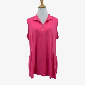 EP New York Polo Shirt Womens XL Extra Large Hot Pink Sleeveless Wicking Golf